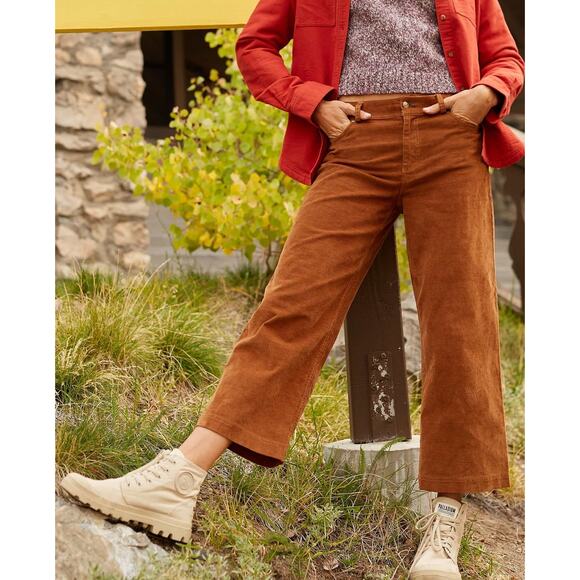 Toad & Co Women's 10 Brown Sugar Karuna Corduroy Wide Leg Pants High Rise G35-4 - Picture 1 of 8